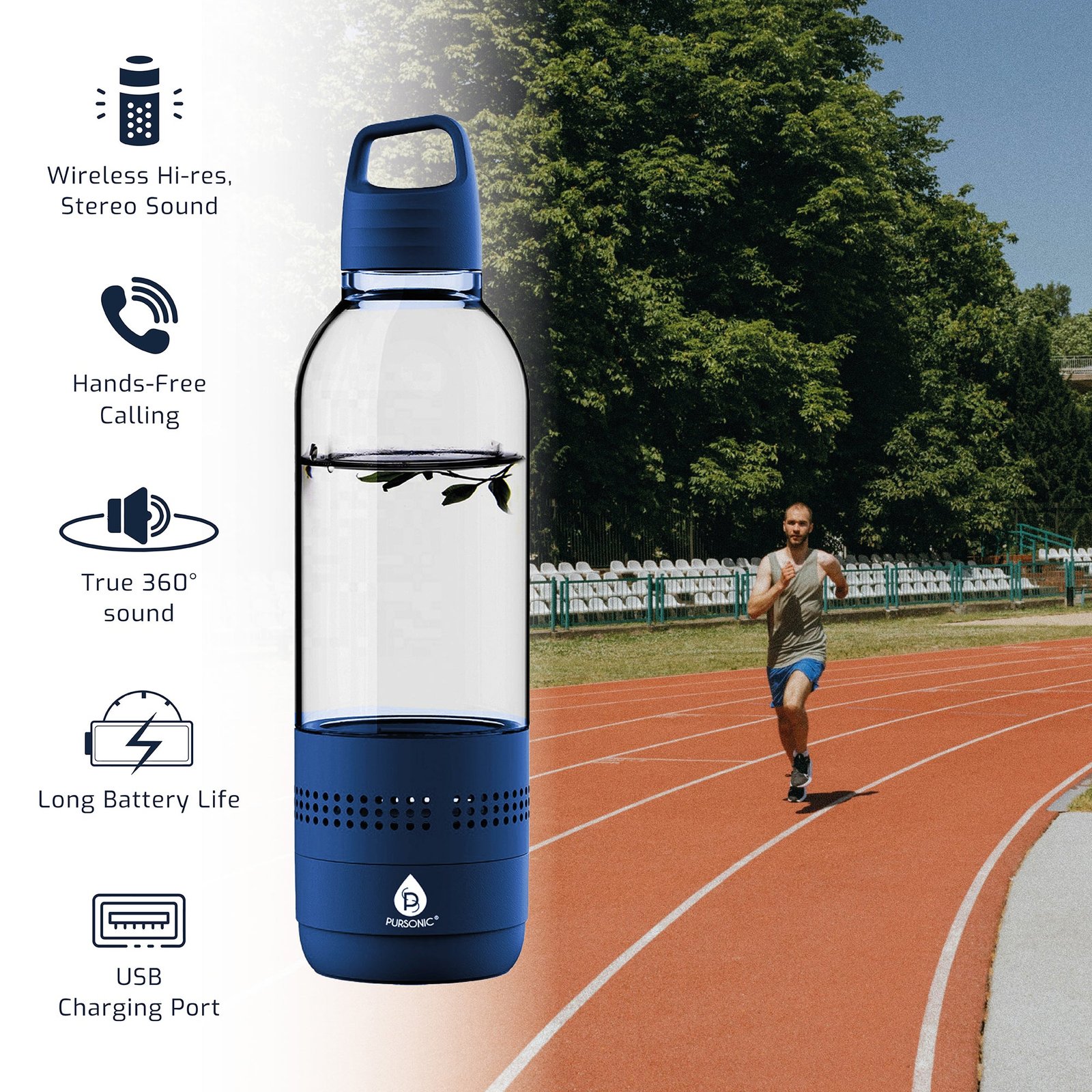 Pursonic 2-in-1 Water Bottle with Built-In Wireless Speaker - Image 2