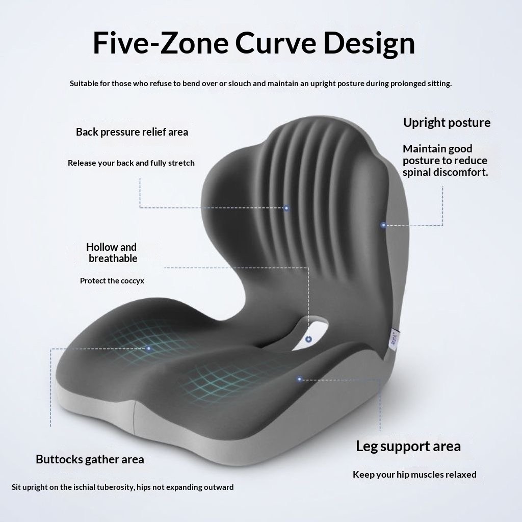 Ergonomic Lumbar Support Seat Cushion - Posture Correcting Memory Foam Chair Pad for Students Office Home Use