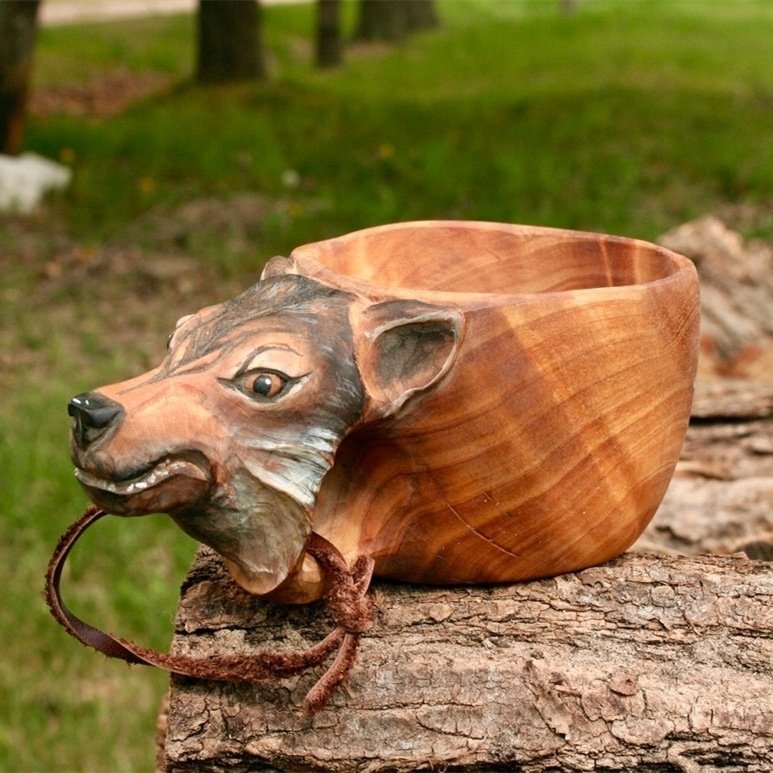Hand Carved Kuksa Wooden Mug for Camping & Coffee - Image 8