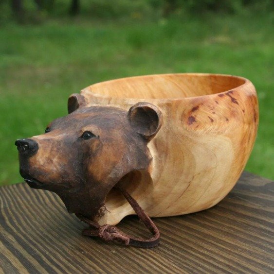 Hand Carved Kuksa Wooden Mug for Camping & Coffee - Image 2