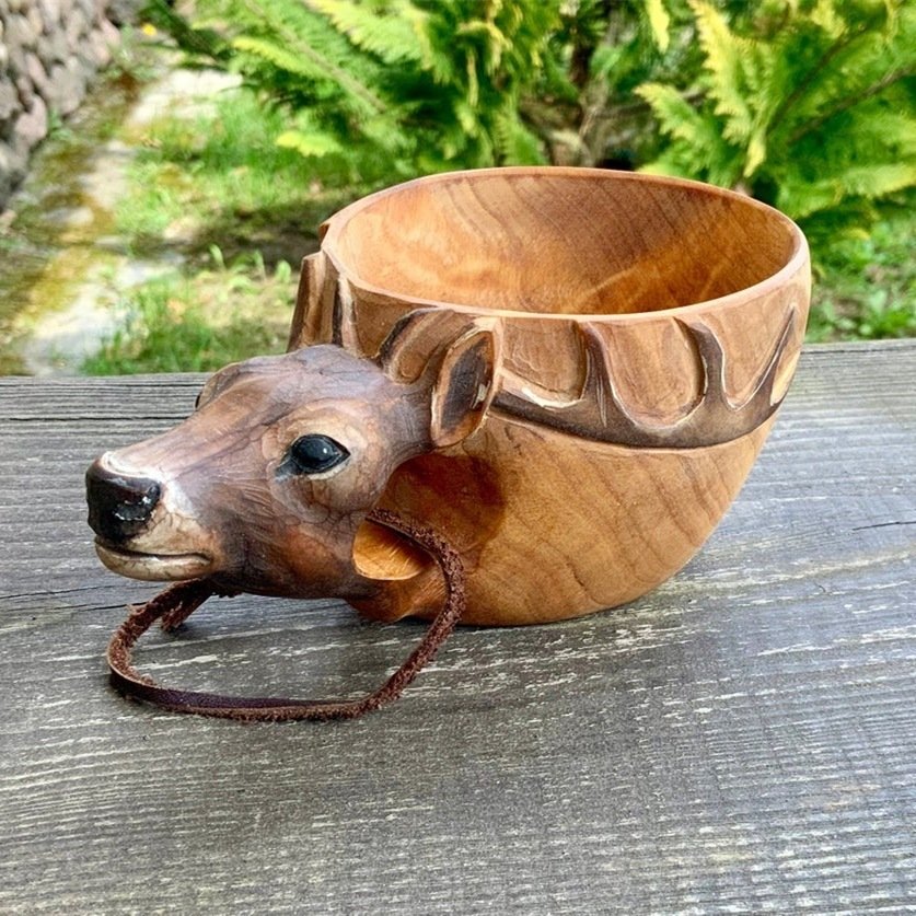 Hand Carved Kuksa Wooden Mug for Camping & Coffee - Image 3