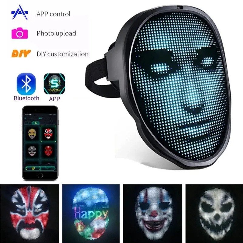 Full Color LED Face Changing Mask for Halloween & Parties