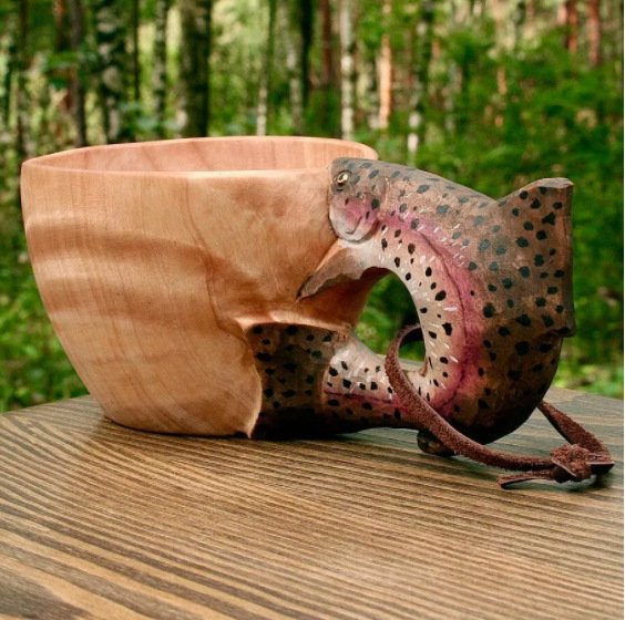 Hand Carved Kuksa Wooden Mug for Camping & Coffee - Image 9