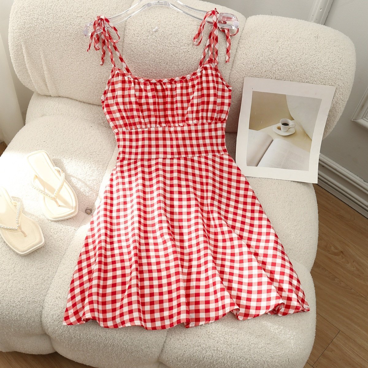 Floral Print Dress Summer Sweet A- Line Waist Trimming Dresses Women's Slimming Casual Clothing - Image 10