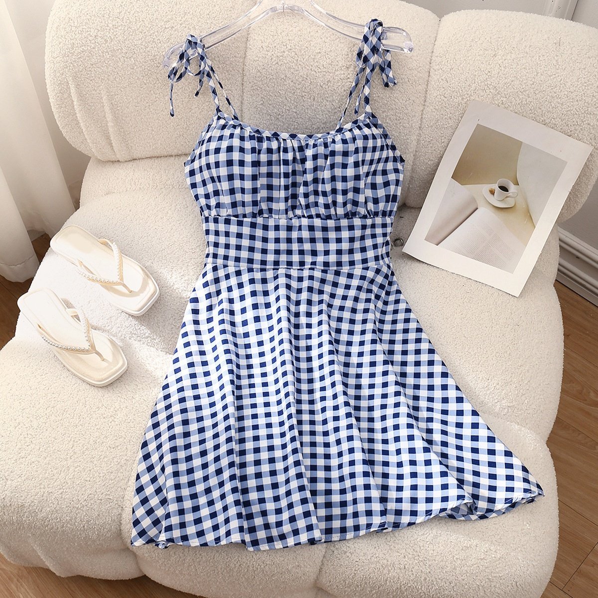 Floral Print Dress Summer Sweet A- Line Waist Trimming Dresses Women's Slimming Casual Clothing - Image 5