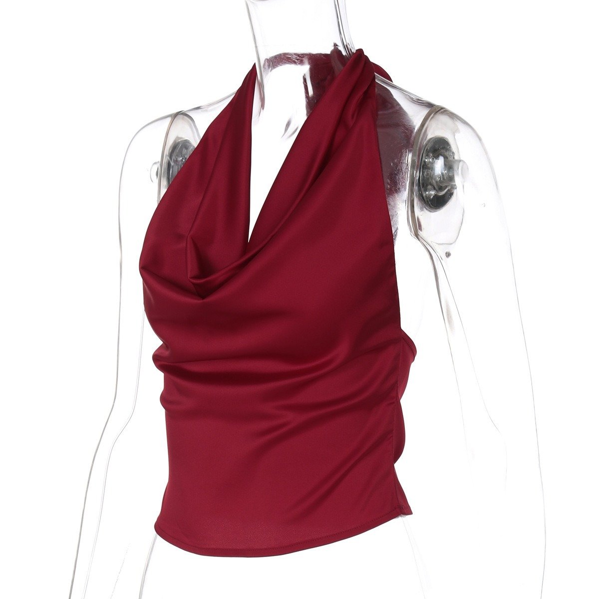 Women's Halter Backless Tank Vest Fashion Solid Color Slim Fit Tied Tube Top - Image 3